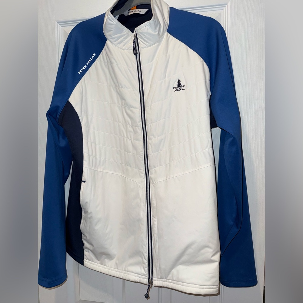 Peter Millar Navy and Cream Performance Jacket | XL